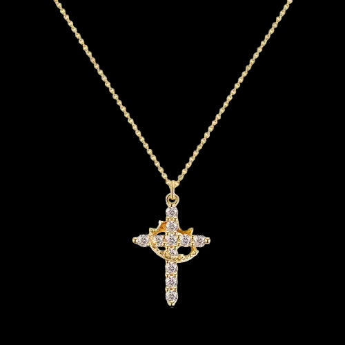 Crowned Diamonds Cross Necklace