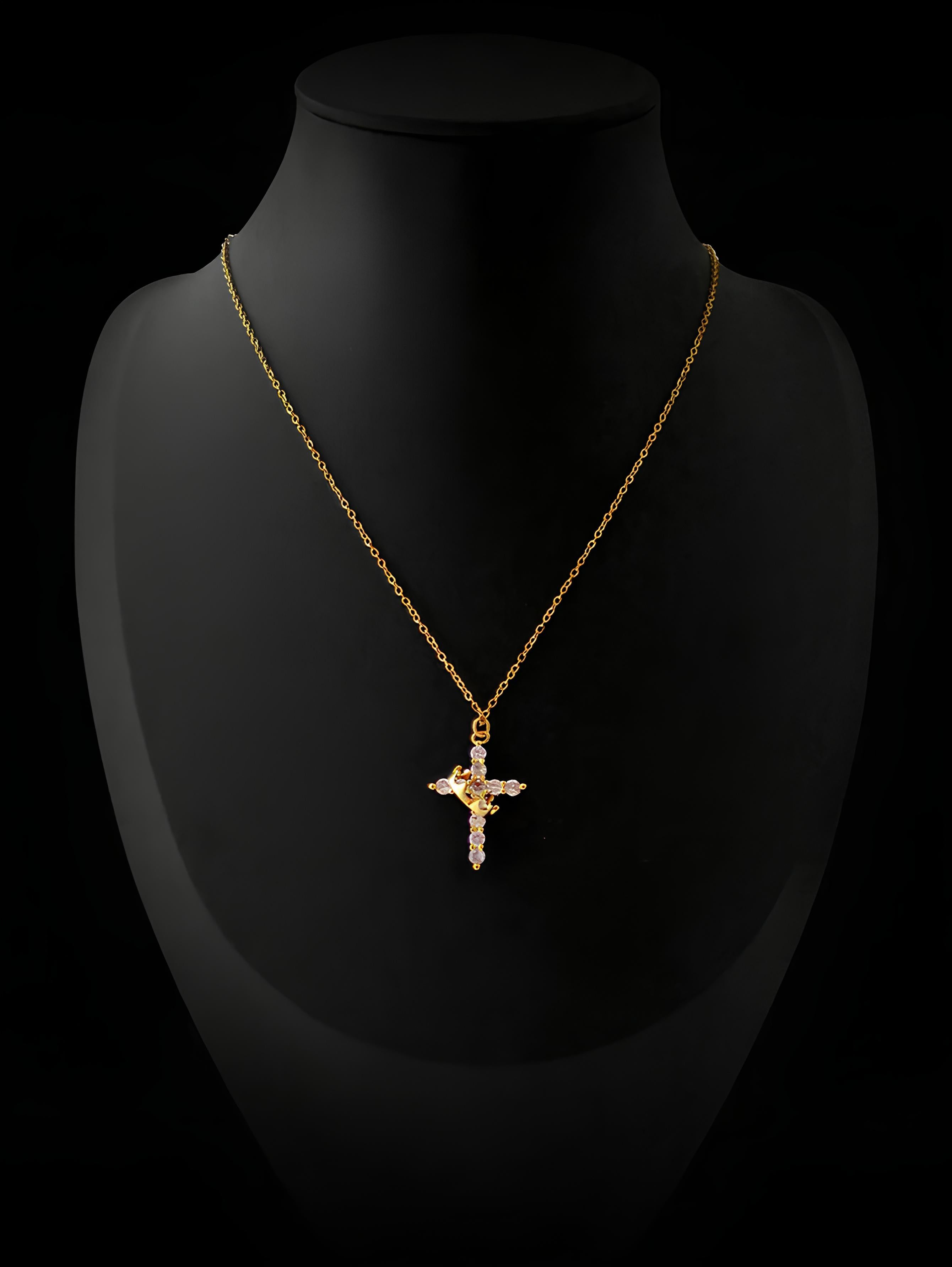 Crowned Diamonds Cross Necklace