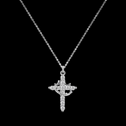 Crowned Diamonds Cross Necklace